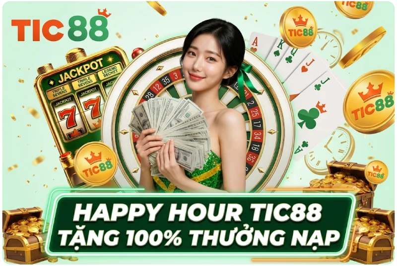 Happy Hour TIC88 - Tặng 100% Thưởng Nạp